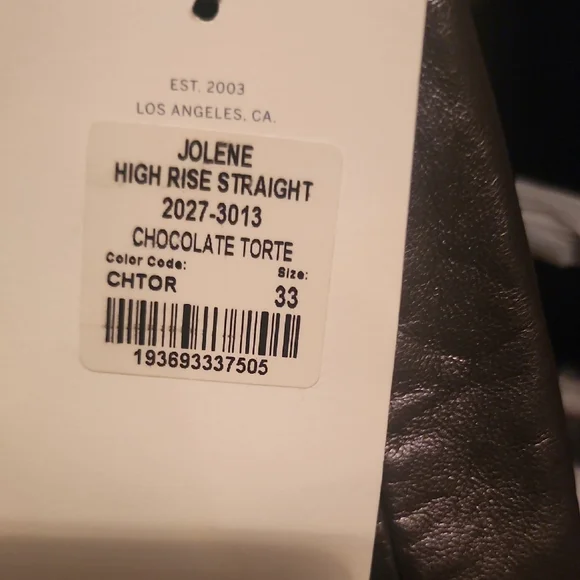 #51...NWT Women's Citizens of Humanity Dark Brown Leather Pants...33 - Picture 5 of 8